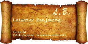 Leimeter Benjamina névjegykártya